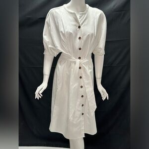 dRA Los Angeles Size M White Button Down Tie Dress